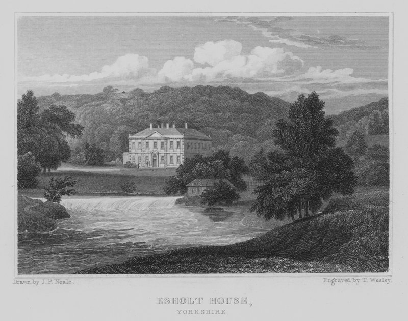 Esholt House, Yorkshire (gravering) av John Preston Neale