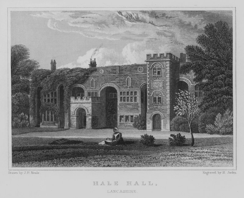 Hale Hall, Lancashire (gravering) av John Preston Neale