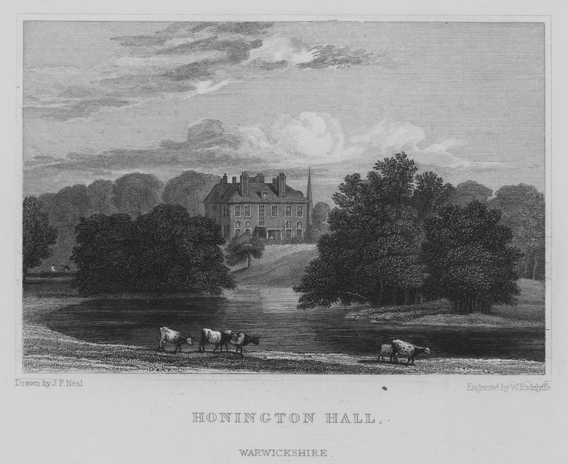 Honington Hall, Warwickshire (gravering) av John Preston Neale