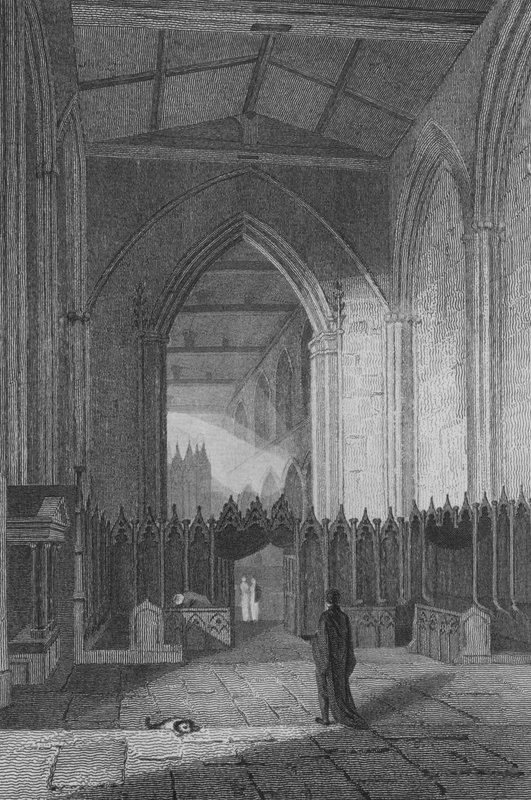 Interiør av St Catharine's Church (gravering) av John Preston Neale