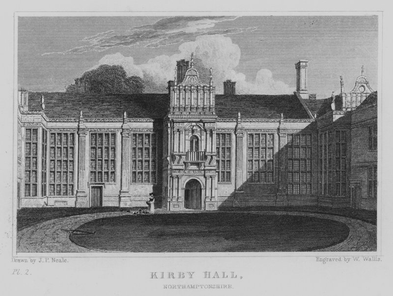 Kirby Hall, Northamptonshire (gravering) av John Preston Neale