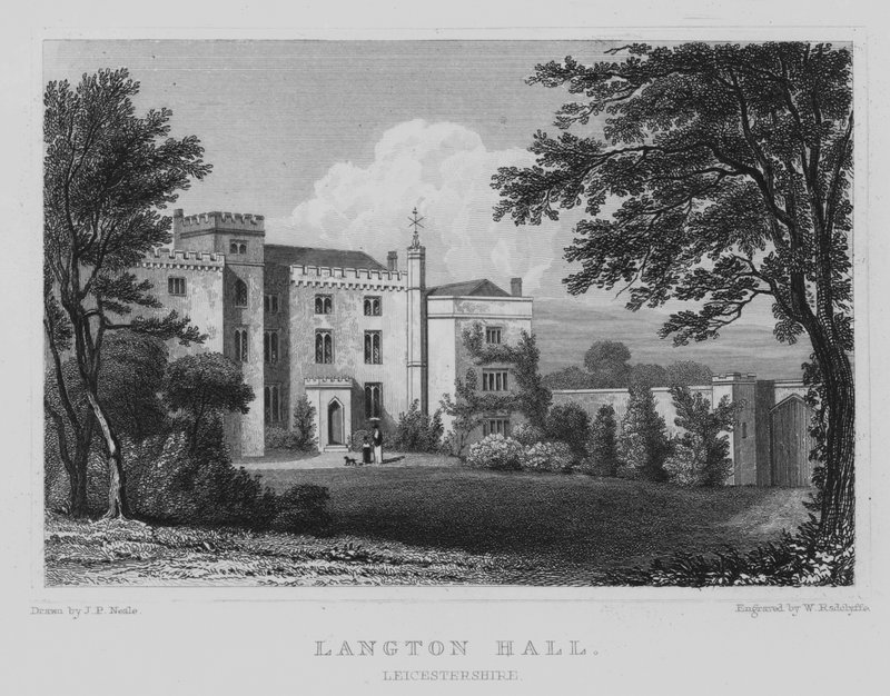 Langton Hall, Leicestershire (gravering) av John Preston Neale