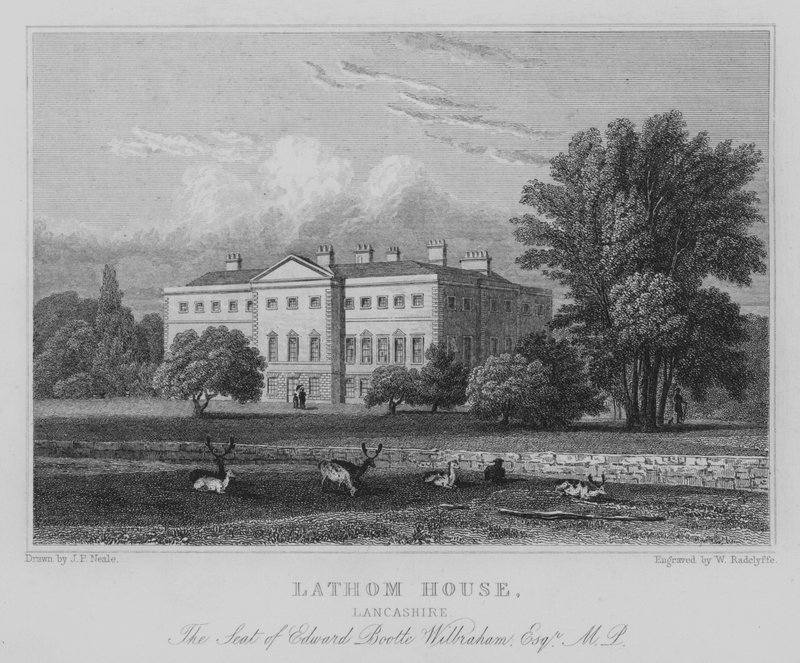 Lathom House, Lancashire, The Seat of Edward Boolte Wilbraham, Esquire, MP (gravering) av John Preston Neale