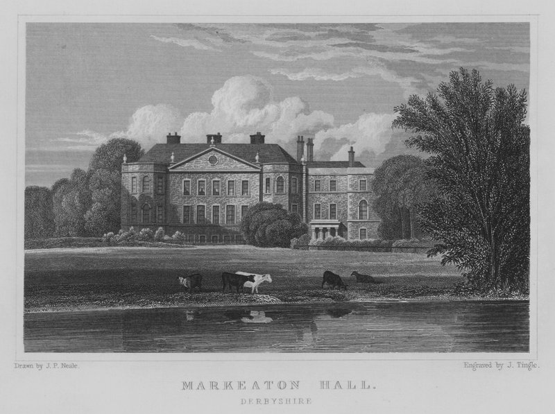 Markeaton Hall, Derbyshire (gravering) av John Preston Neale