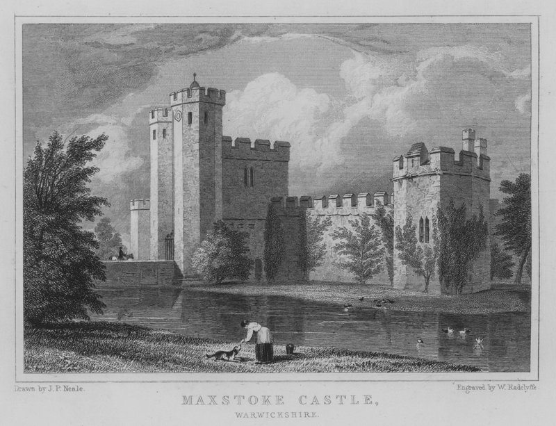 Maxstoke Castle, Warwickshire (gravering) av John Preston Neale