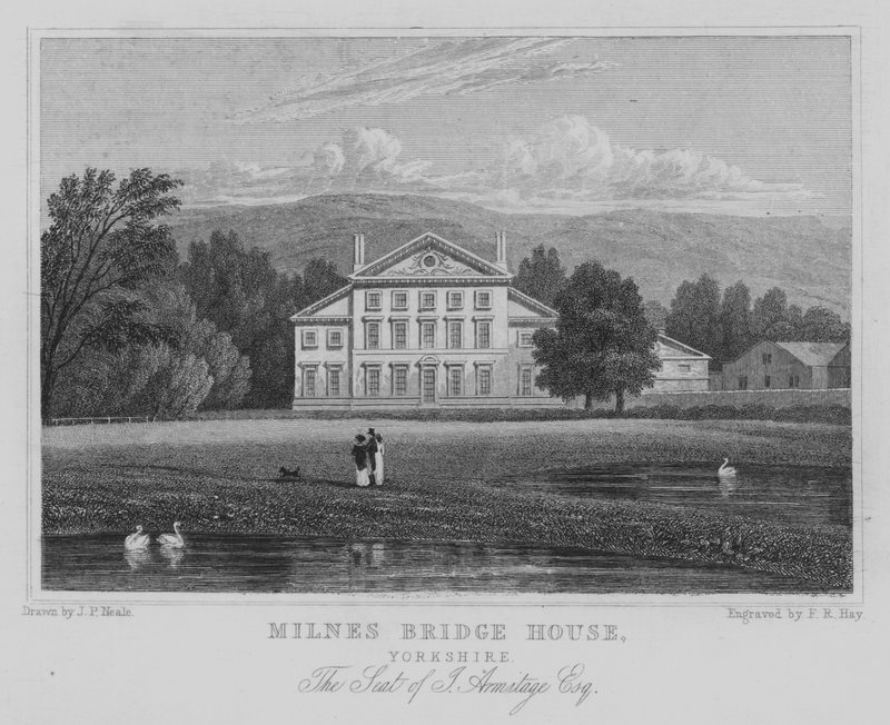 Milnes Bridge House, Yorkshire, The Seat of J Armitage, Esquire (gravering) av John Preston Neale