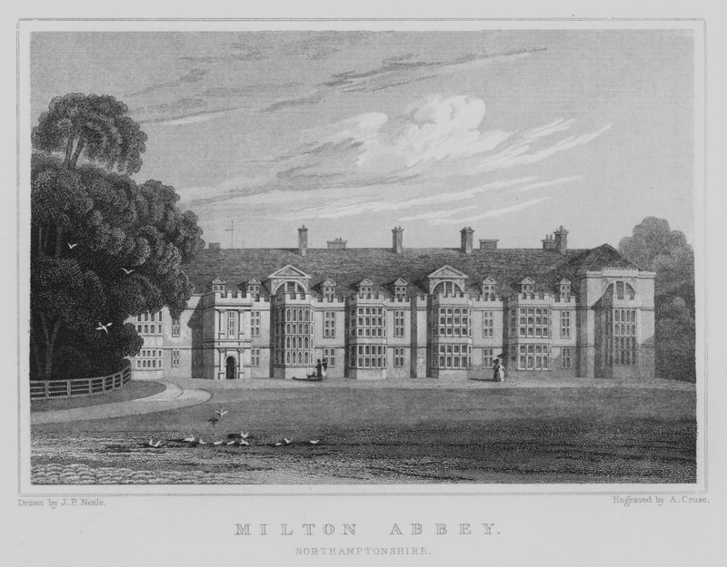 Milton Abbey, Northamptonshire (gravering) av John Preston Neale