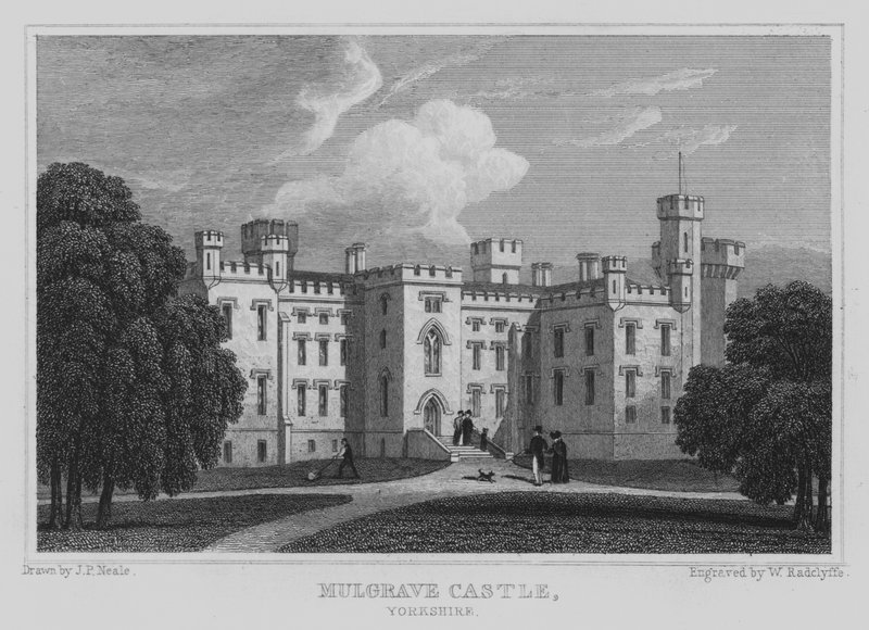 Mulgrave Castle, Yorkshire (gravering) av John Preston Neale