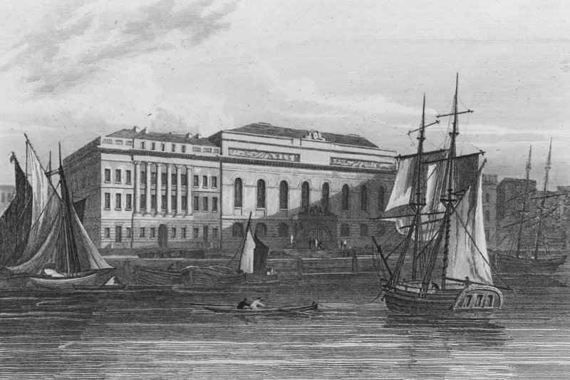 New Custom House, London (gravering) av John Preston Neale
