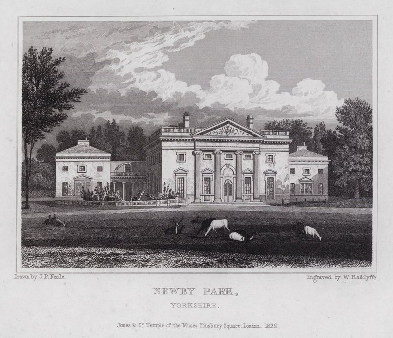 Newby Park, Yorkshire (gravering) av John Preston Neale