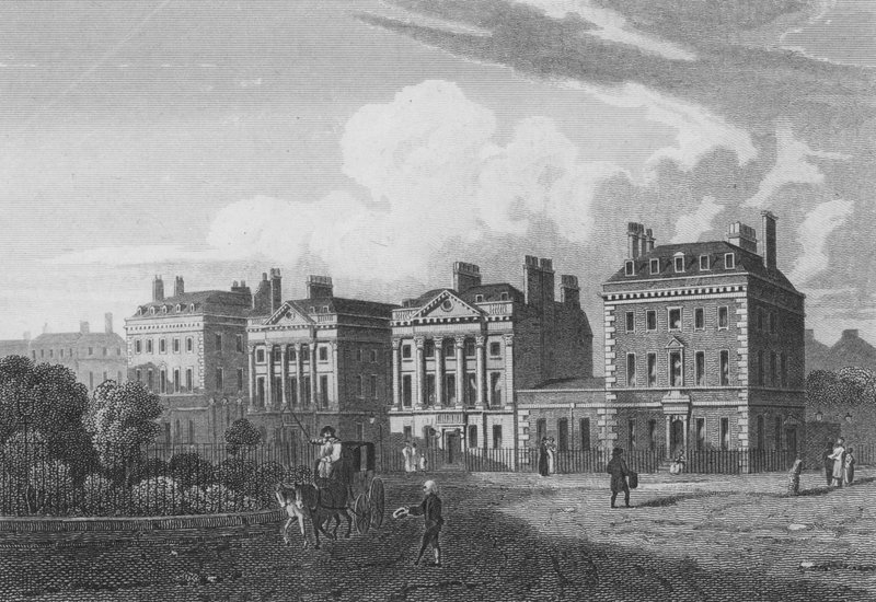 Nordsiden av Cavendish Square, London (gravering) av John Preston Neale