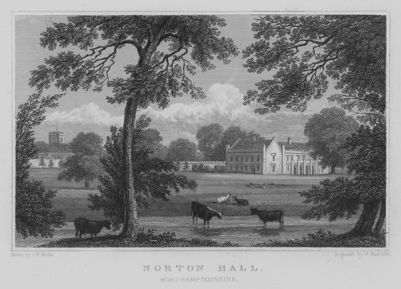 Norton Hall, Northamptonshire (gravering) av John Preston Neale