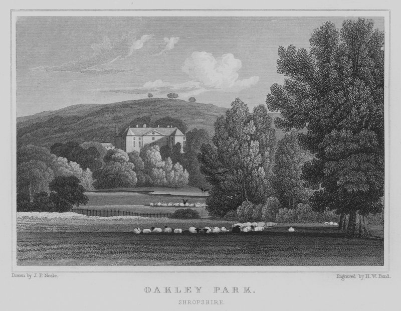 Oakley Park, Shropshire (gravering) av John Preston Neale
