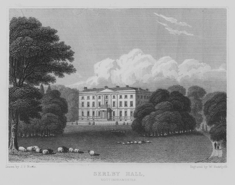 Serlby Hall, Nottinghamshire (gravering) av John Preston Neale