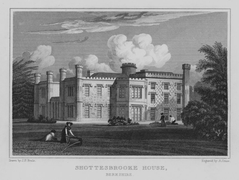 Shottesbrooke House, Berkshire (gravering) av John Preston Neale