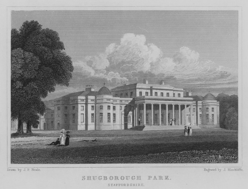 Shugborough Park, Staffordshire (gravering) av John Preston Neale