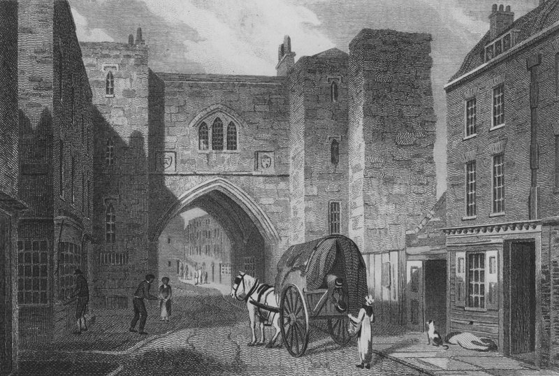 St John's Gate, Clerkenwell (gravering) av John Preston Neale