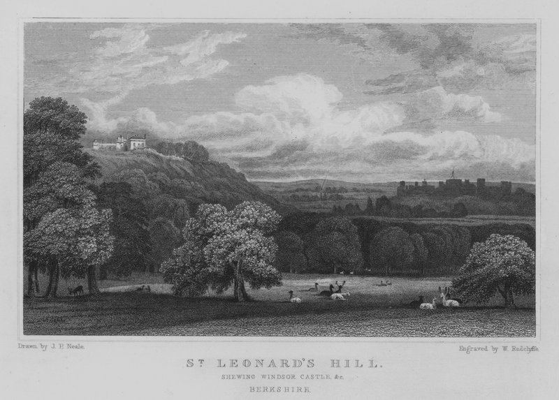 St Leonard's Hill, viser Windsor Castle, etc, Berkshire (gravering) av John Preston Neale
