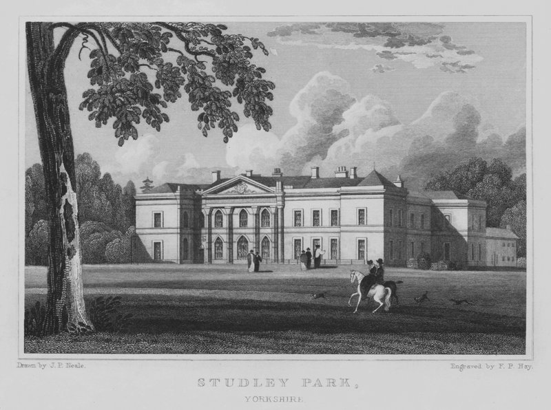 Studley Park, Yorkshire (gravering) av John Preston Neale