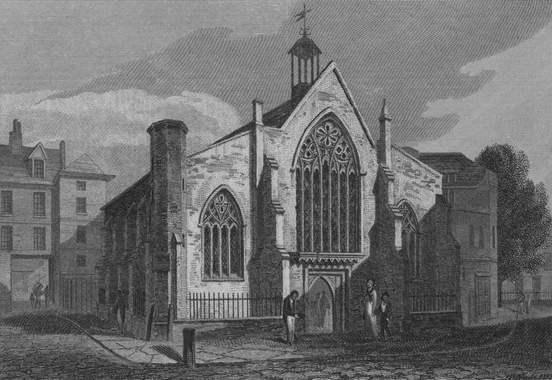 Den nederlandske kirken, Austin Friars, London (gravering) av John Preston Neale