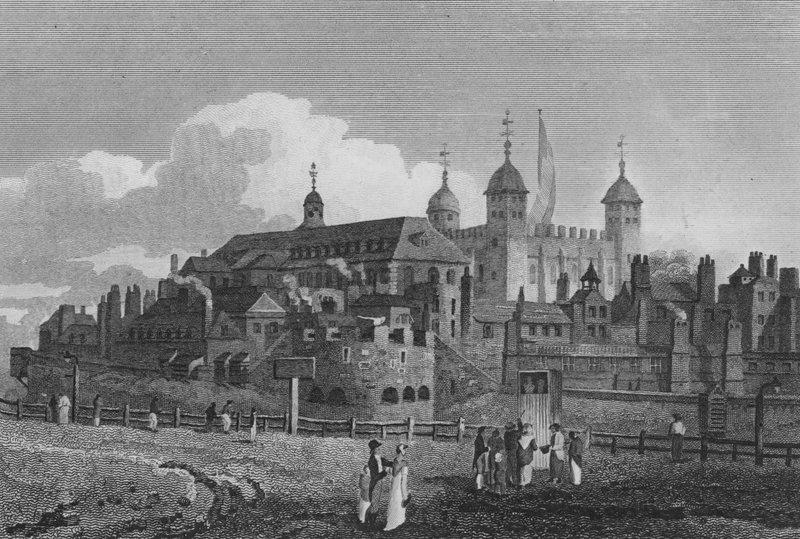 Tower of London, fra Hill (gravering) av John Preston Neale