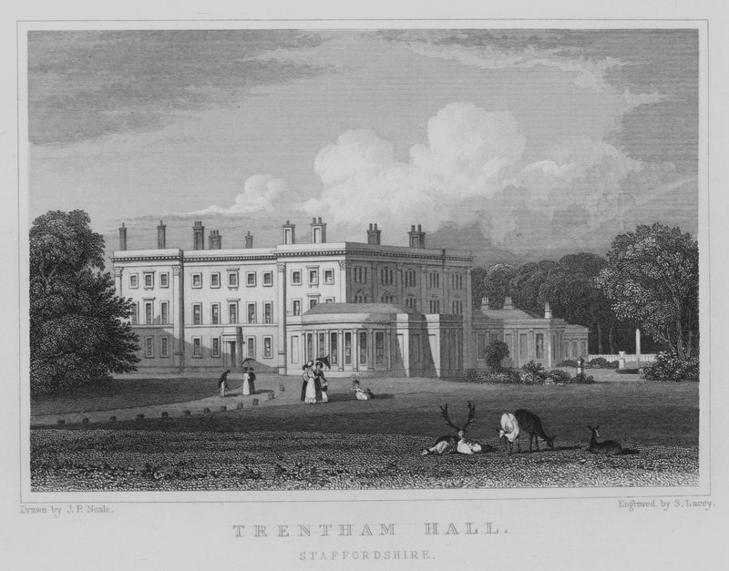 Trentham Hall, Staffordshire (gravering) av John Preston Neale