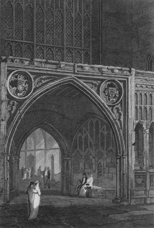 Westminster Hall, East Entrance (gravering) av John Preston Neale