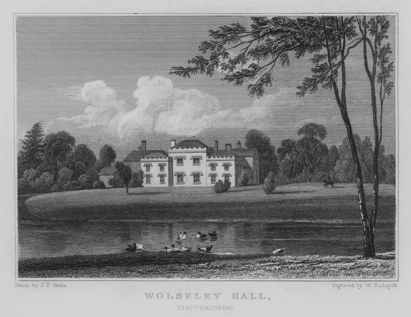 Wolseley Hall, Staffordshire (gravering) av John Preston Neale