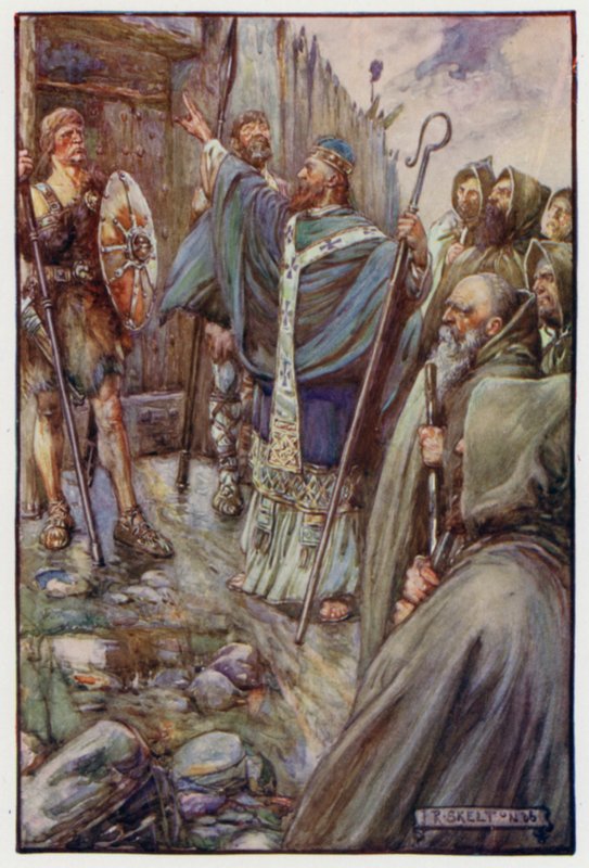 St. Columba gjorde korsets tegn, og de store portene åpnet seg på vidt gap av J. R. Skelton