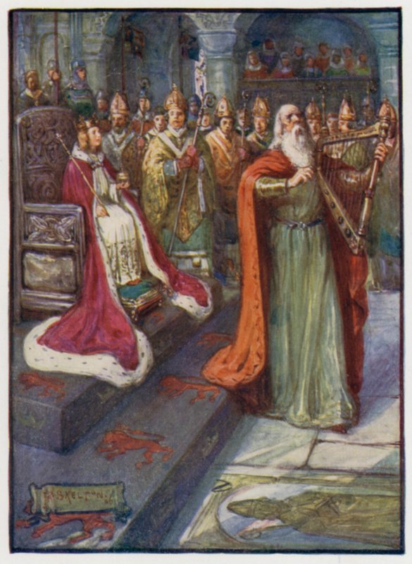 Den kongelige poeten ved kroningen av kong Alexander III av Skottland, Scone, 1249 av J. R. Skelton
