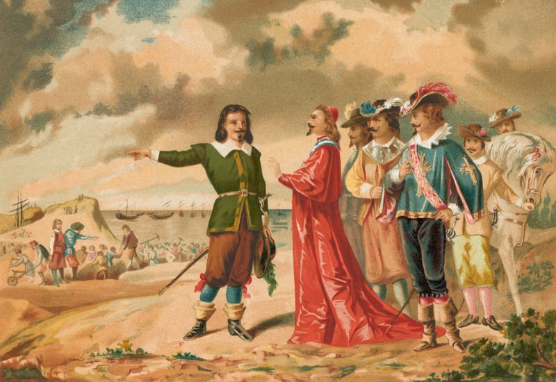 Gerard Desargues og kardinal Richelieu ved La Rochelle av J. Ventura