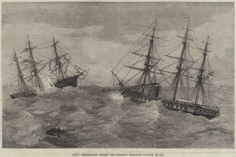 HMS Immortalite finner den forlatte Margaret Pollock til sjøs av J. Wells
