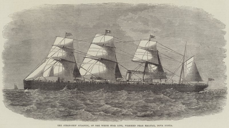Steam-Ship Atlantic, fra White Star Line, forliste nær Halifax, Nova Scotia av J. Wells