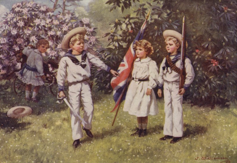 Prins Edward borer sin bror og søster (farge litho) av J. Williamson