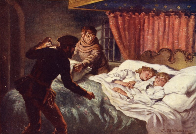 Mordet på de små prinsene (farge litho) av J. Williamson