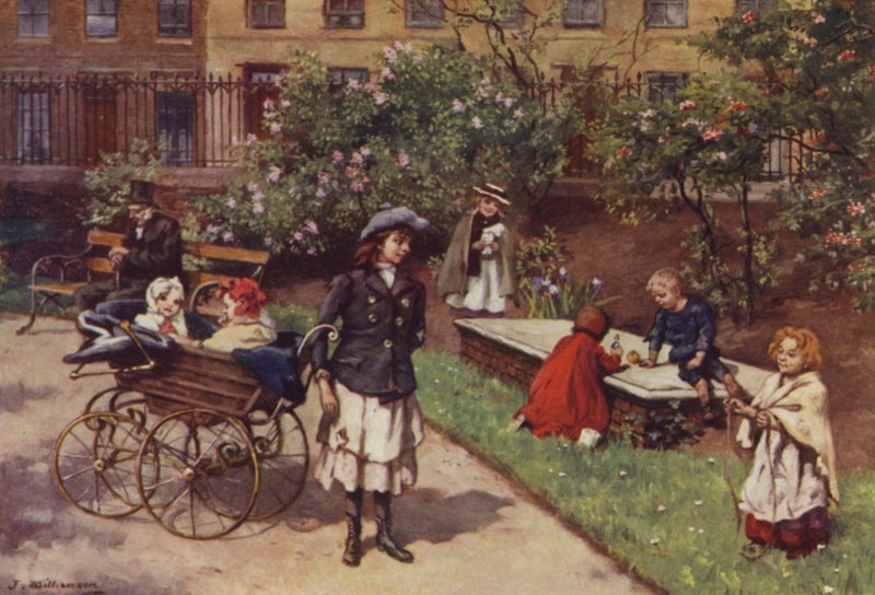 De fattiges lekeplass (farge litho) av J. Williamson