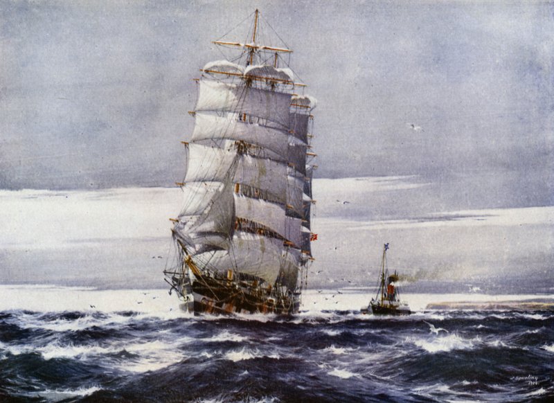 Clipper Ships: Carlisle Castle (farge litho) av Jack (after) Spurling
