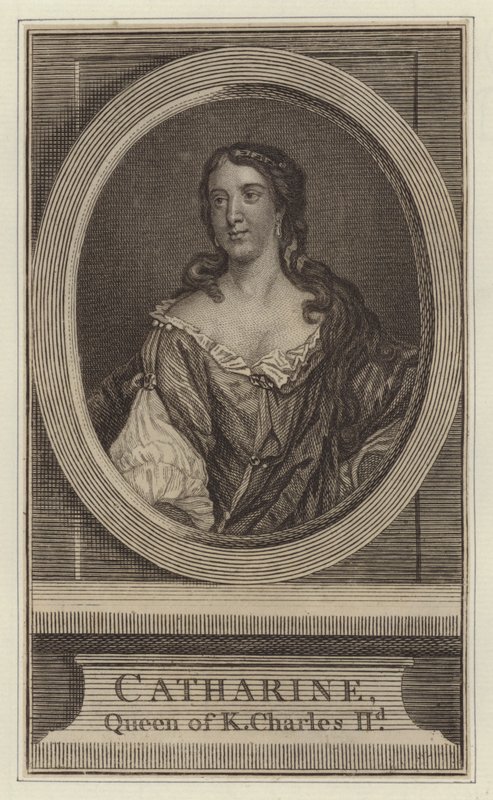 Catherine, dronning av kong Charles II (gravering) av Jacob (after) Huysmans