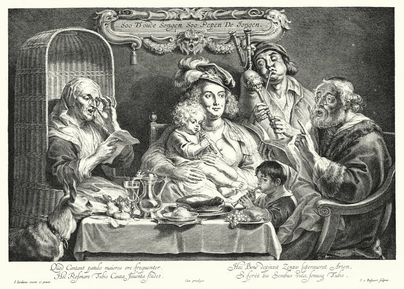 Familiekonserten (gravering) av Jacob the Elder (after) Jordaens