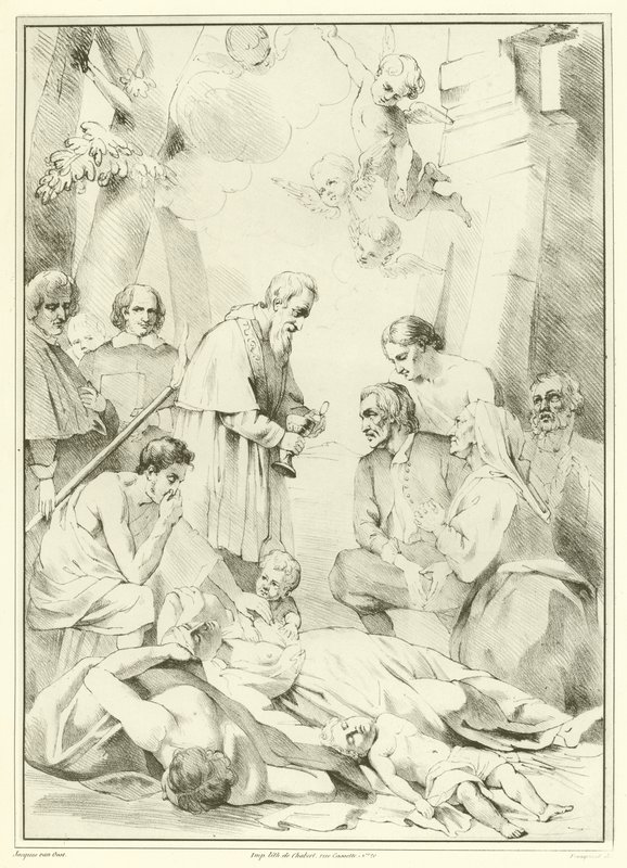 St Macarius av Ghent gir hjelp til pestens ofre av Jacob van Oost