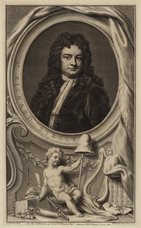 Sir Richard Steele , irsk forfatter, dramatiker og politiker (gravering) av Jacobus Houbraken