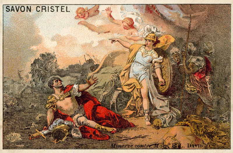 Kampen mellom Mars og Minerva (chromolitho) av Jacques Louis David