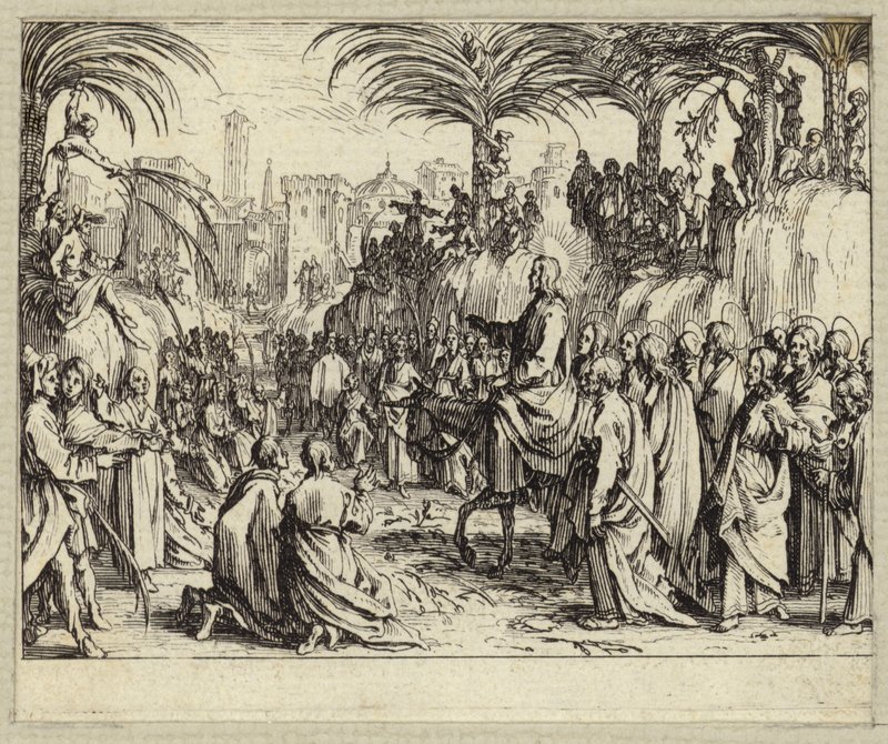 Jesus Kristus kommer inn i Jerusalem (gravering) av Jacques (after) Callot