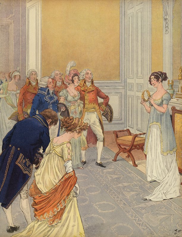 Josephine ønsker gjester velkommen til Tuileries-palasset av Jacques Marie Gaston Onfray de Breville (Job)