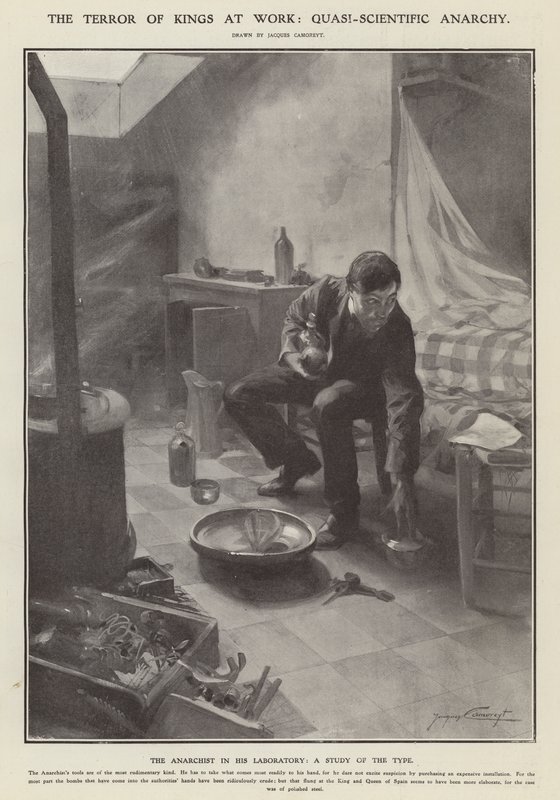 Kongenes terror på jobb: kvasivitenskapelig anarki (litho) av Jacques Marie Omer Camoreyt