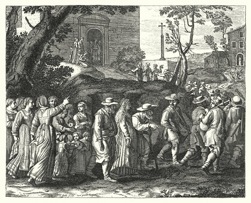 The Village Wedding (gravering) av Jacques Stella