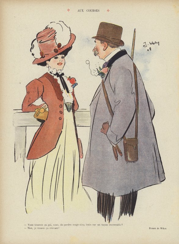 På løpene. Illustrasjon for Le Rire av Jacques Wely