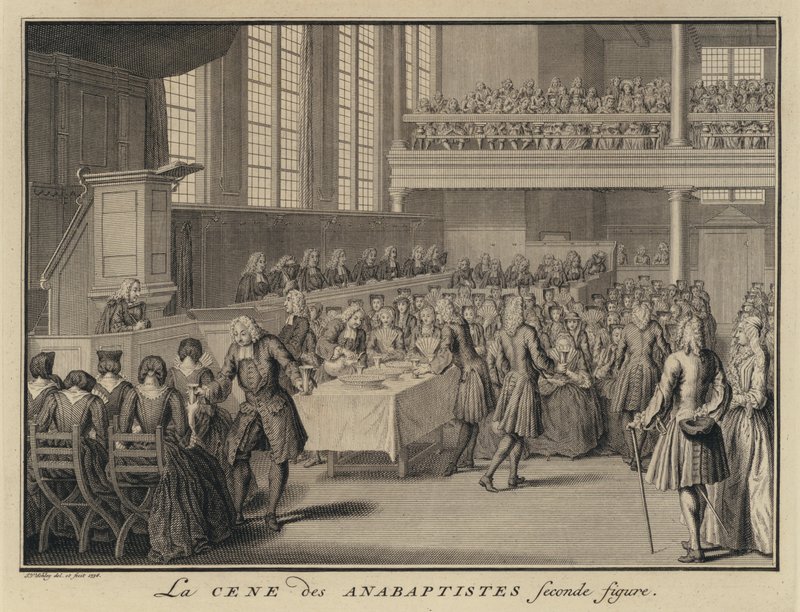 Herrens nattverd i en anabaptistkirke (gravering) av Jakob van der Schley