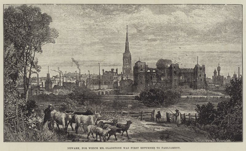 Newark, som Mr Gladstone først ble returnert til parlamentet for av James Burrell Smith
