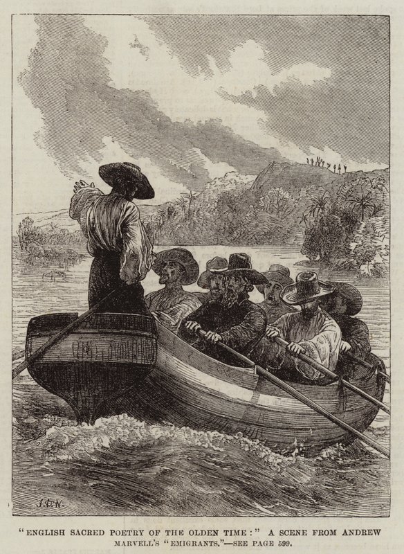English Sacred Poetry of the Olden Time, en scene fra Andrew Marvells Emigrants av James Dawson Watson